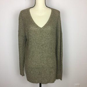 American Eagle Sz M V-Neck Long-Sleeve Knit Sweater Slit Hem Relaxed Fit